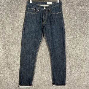 Gustin Slim Jeans Mens 33x33 Blue Dark Wash Selvedge Denim Tapered Fit